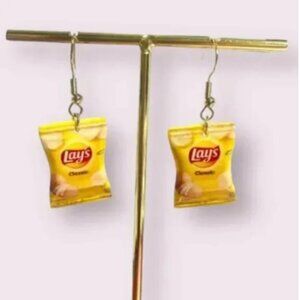⭐️❤️ FREE Lays Chips Snack Food Hipster Deco Potato Pop Art Artsy Drop Earrings